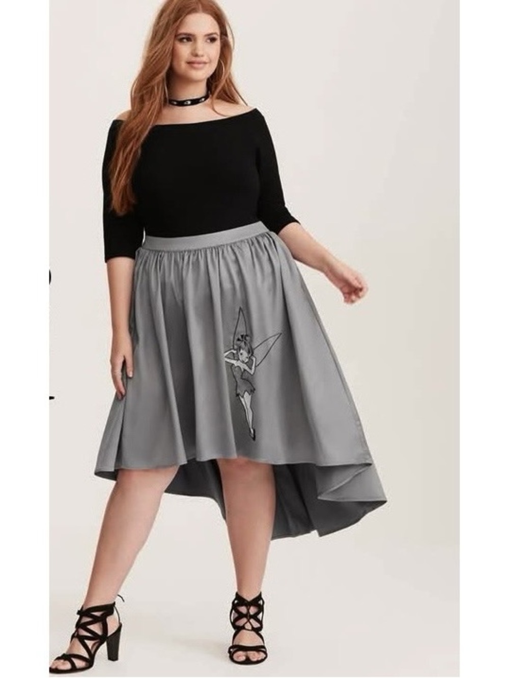 Torrid x Disney The Tinkerbelle Collection Grey Satin HI-Lo Skirt Size 12